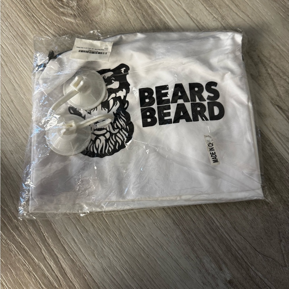 White Bears Beard Shaving Bib/Apron. Suctions to Mirror-Easy Cleanup